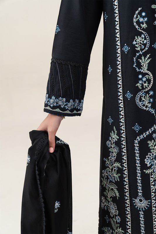 3 PIECE EMBROIDERED LAWN SUIT-MYSTIC BLACK (UNSTITCHED)