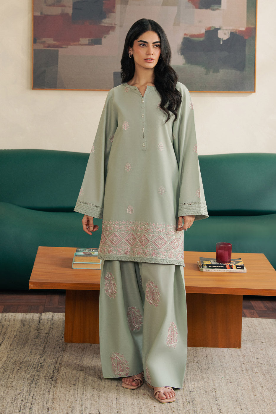 2 PIECE EMBROIDERED LAWN SUIT-SAGE DREAM (UNSTITCHED)