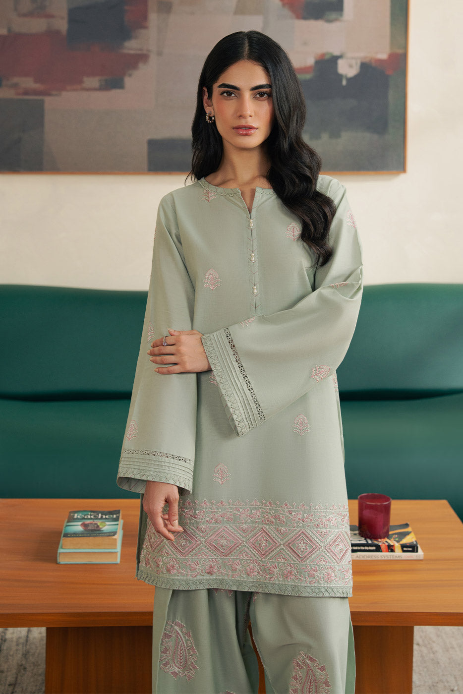2 PIECE EMBROIDERED LAWN SUIT-SAGE DREAM (UNSTITCHED)