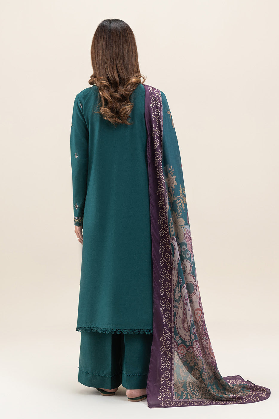 3 PIECE EMBROIDERED SUIT-ORNATE TEAL (UNSTITCHED)