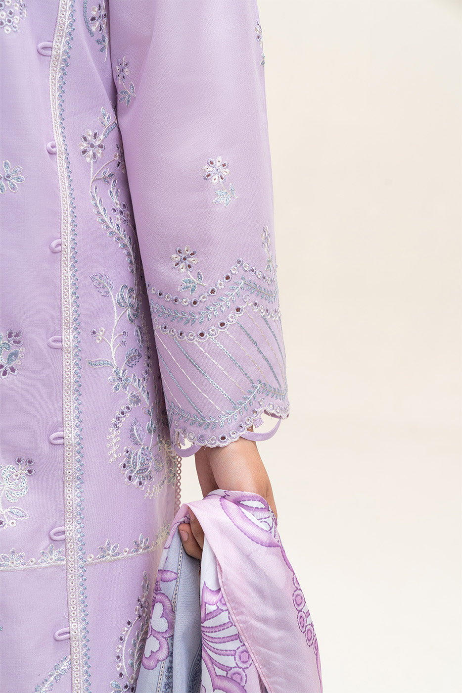3 PIECE EMBROIDERED LAWN SUIT-PERIWINKLE GLAM (UNSTITCHED)