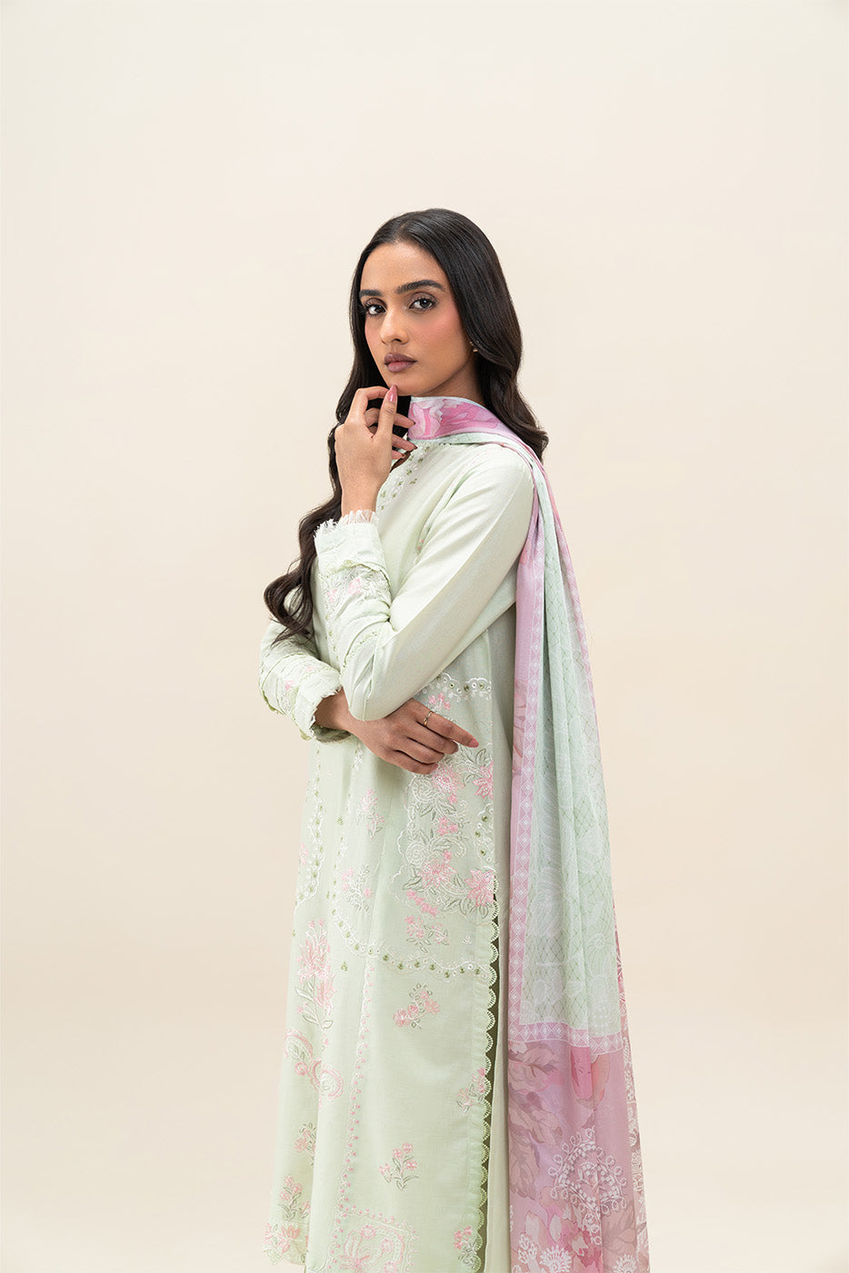 3 PIECE EMBROIDERED LAWN SUIT-DEWY MEADOW (UNSTITCHED)