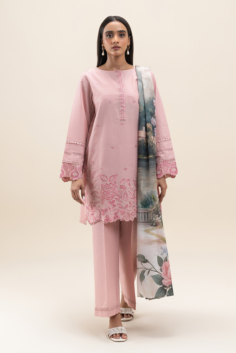 3 PIECE EMBROIDERED LAWN SUIT-ROSE ORCHID (UNSTITCHED)