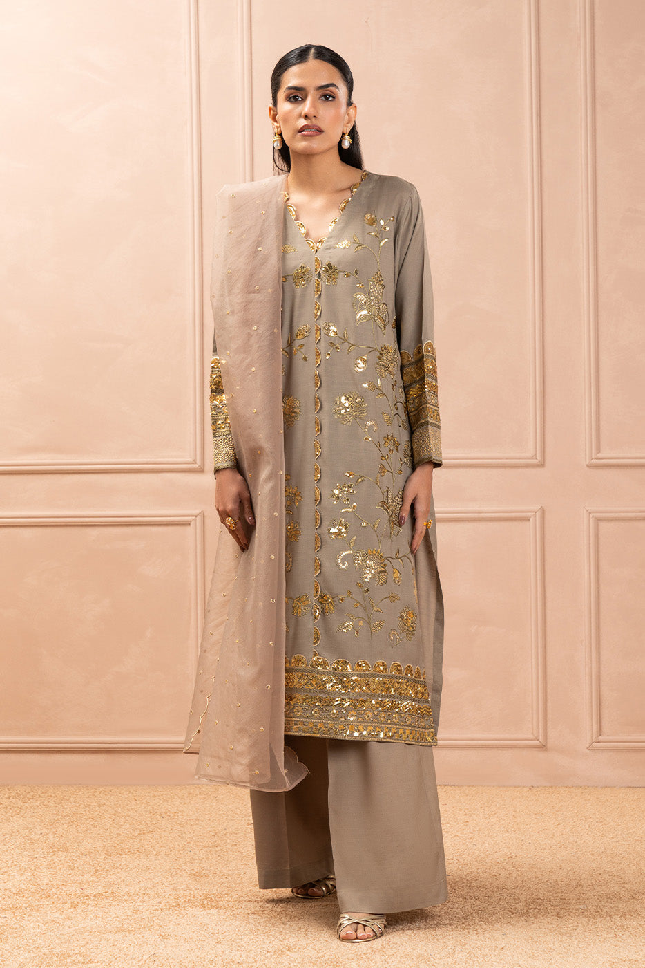 2 PIECE EMBROIDERED RAW SILK SUIT (LUXURY PRET)