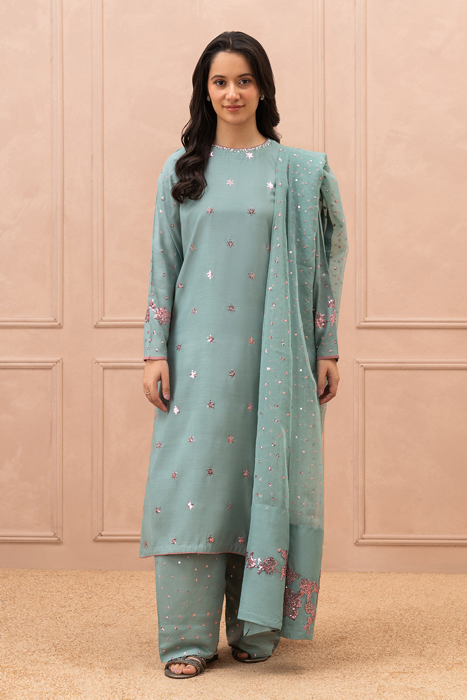 3 PIECE EMBROIDERED RAW SILK SUIT (LUXURY PRET)