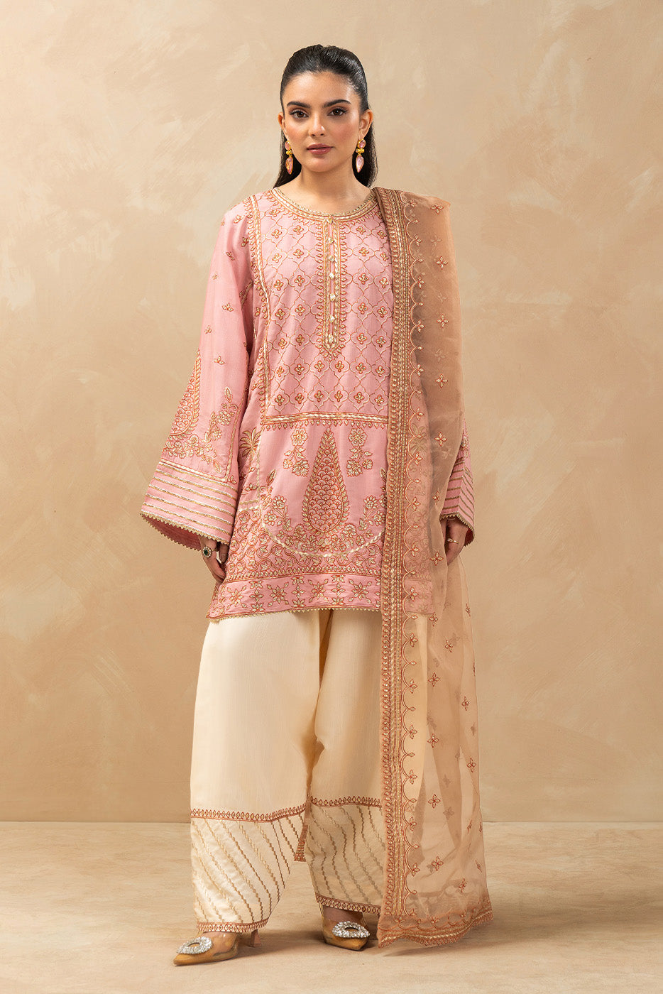 3 PIECE EMBROIDERED RAW SILK SUIT (LUXURY-PRET)