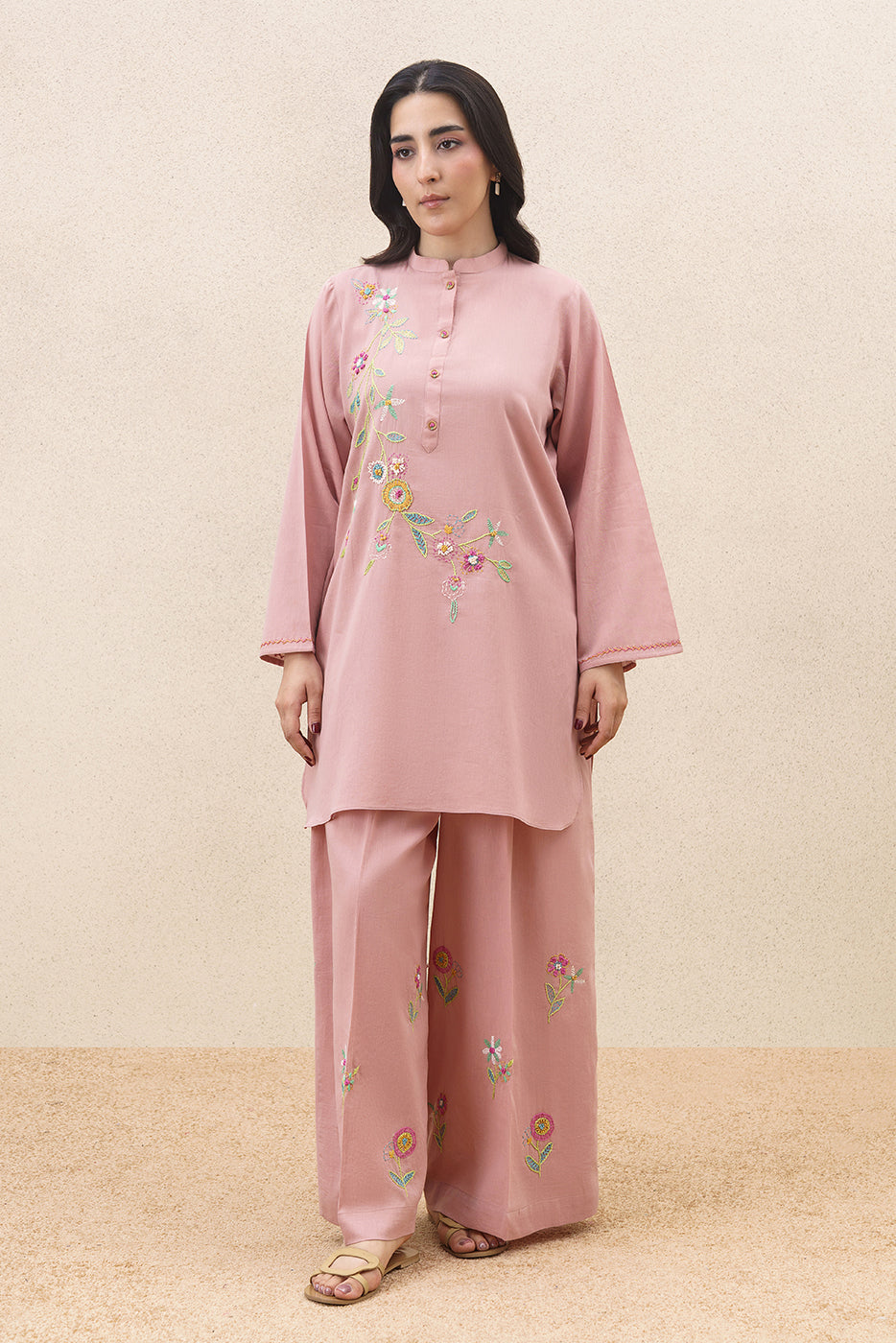 2 PIECE EMBROIDERED YARN DYED SUIT (PRET)