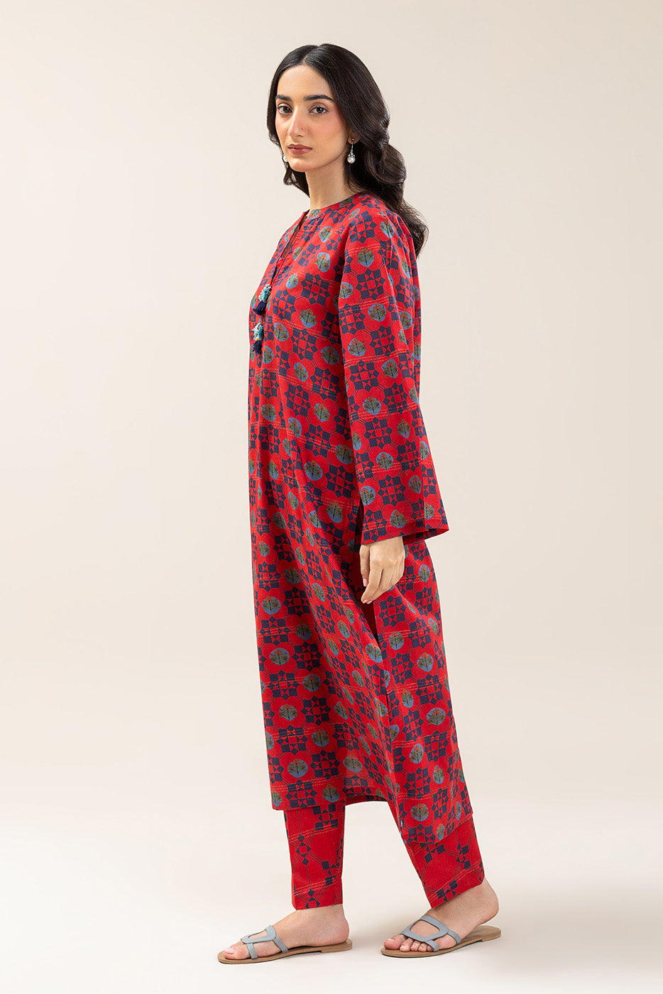 2 PIECE PRINTED LUREX LAWN SUIT (PRET)