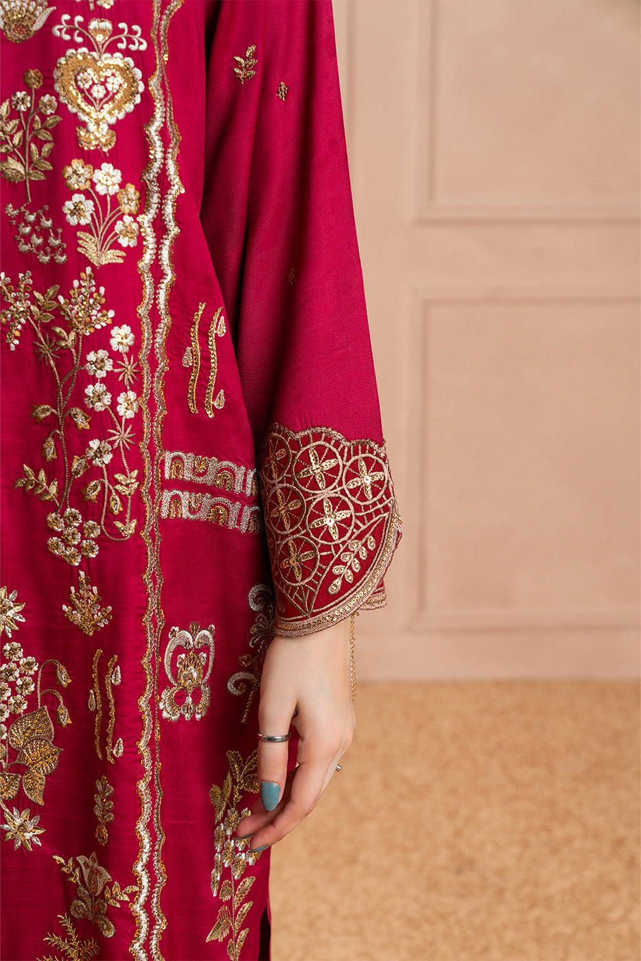 2 PIECE EMBROIDERED RAW SILK SUIT (LUXURY PRET)