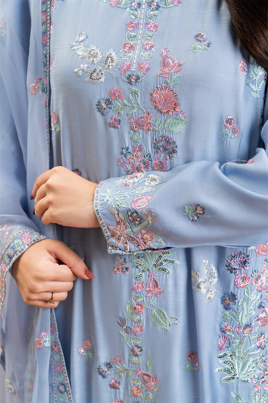 2 PIECE EMBROIDERED RAW SILK SUIT (LUXURY PRET)