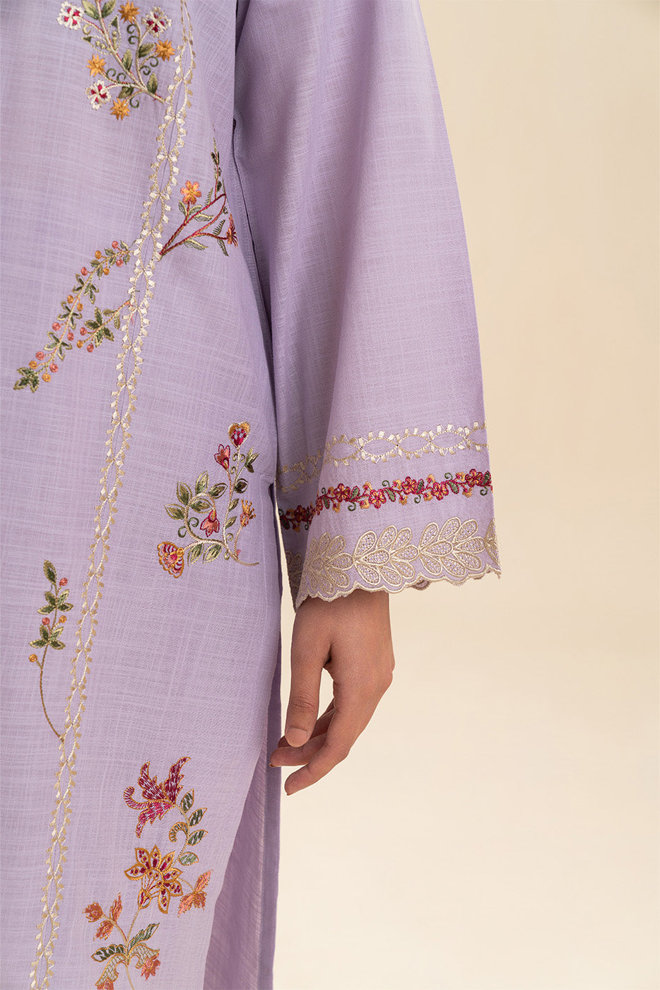 2 PIECE EMBROIDERED TWO WAY SLUB SUIT (PRET)