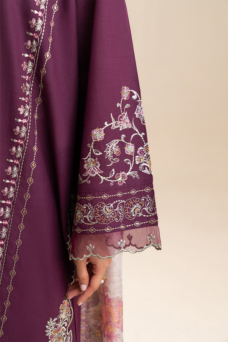 2 PIECE EMBROIDERED TWO WAY SLUB SUIT (PRET)