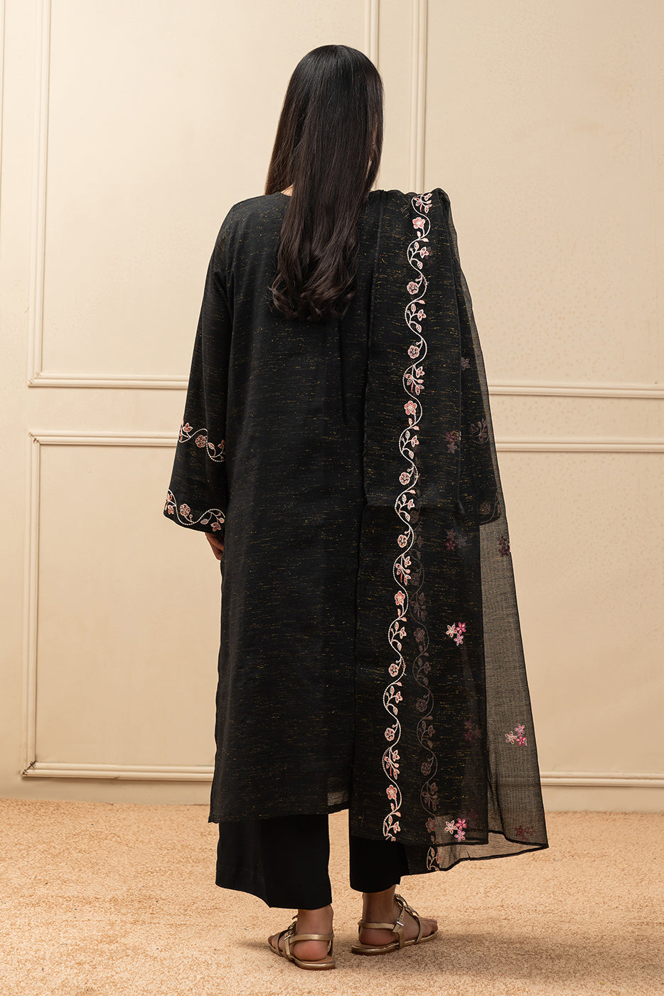 2 PIECE EMBROIDERED RAW SILK SUIT (PRET)