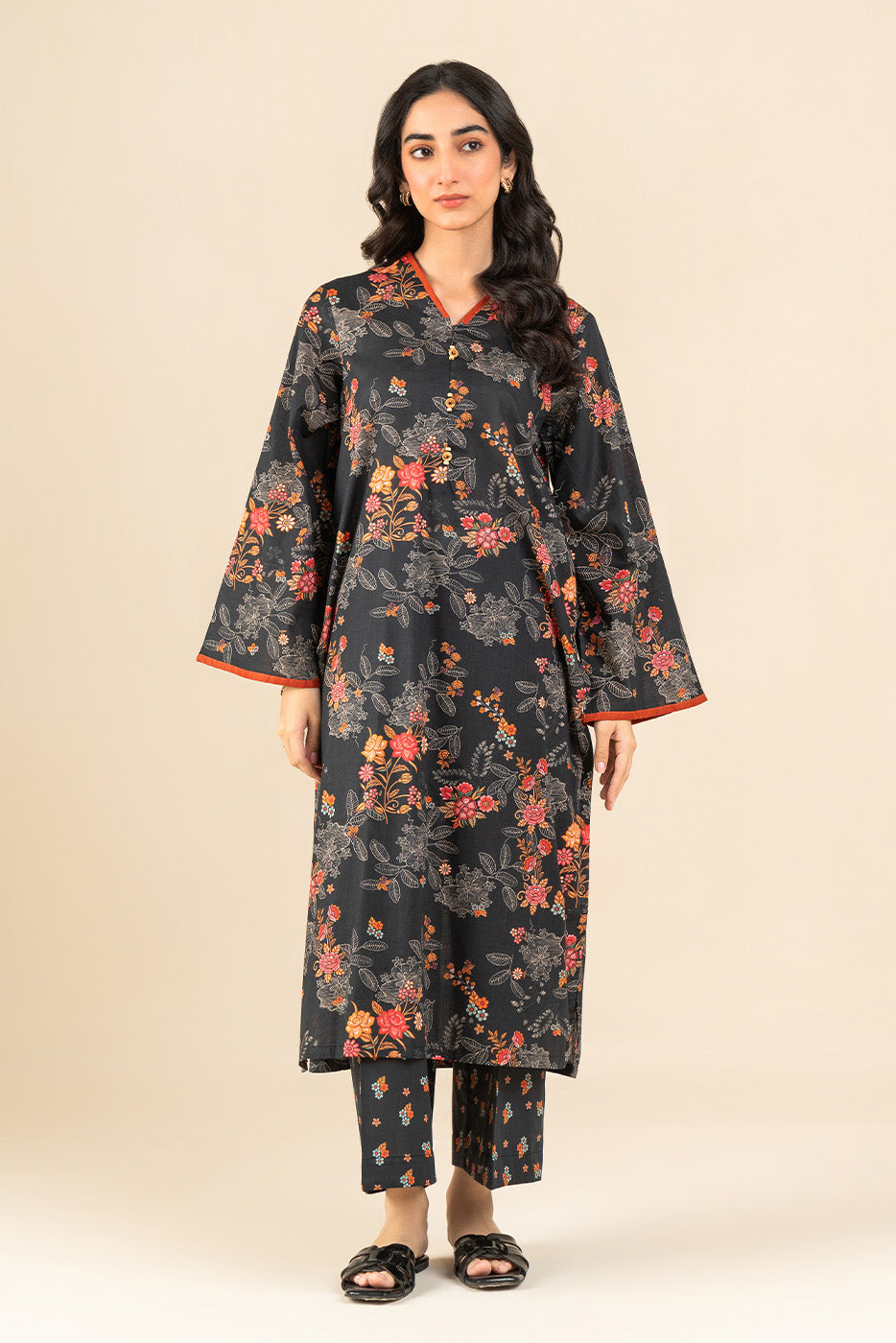 2 PIECE PRINTED TWO WAY SLUB SUIT (PRET)