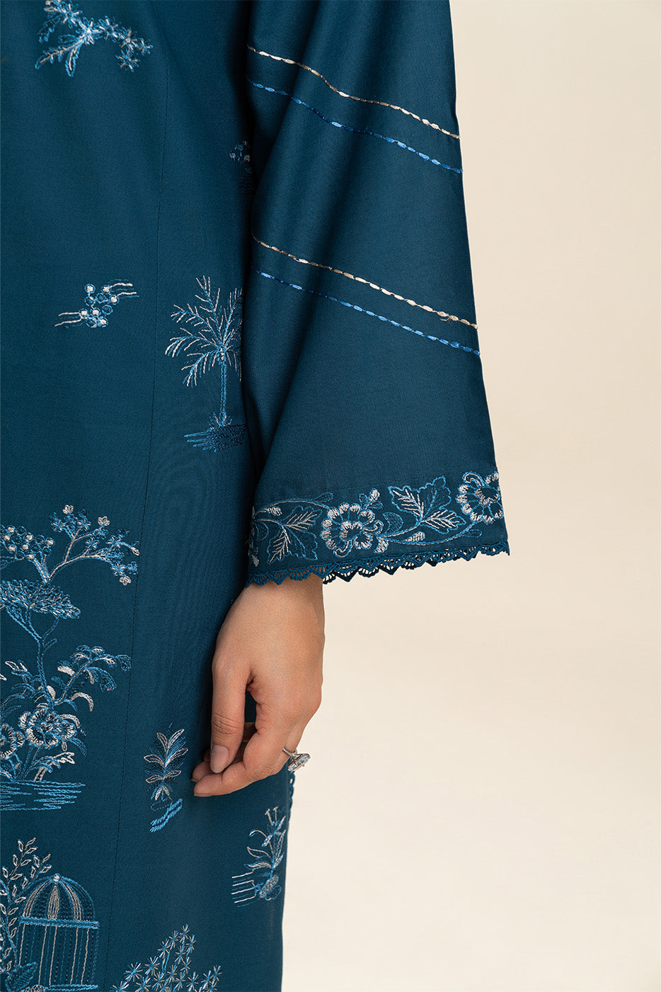 3 PIECE EMBROIDERED LAWN SUIT-IMPERIAL SEA (UNSTITCHED)