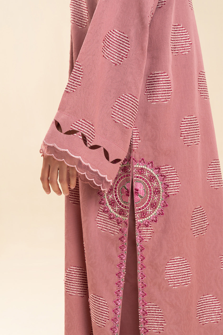 3 PICE EMBROIDERED LAWN SUIT-SALMON ROSE (UNSTITCHED)