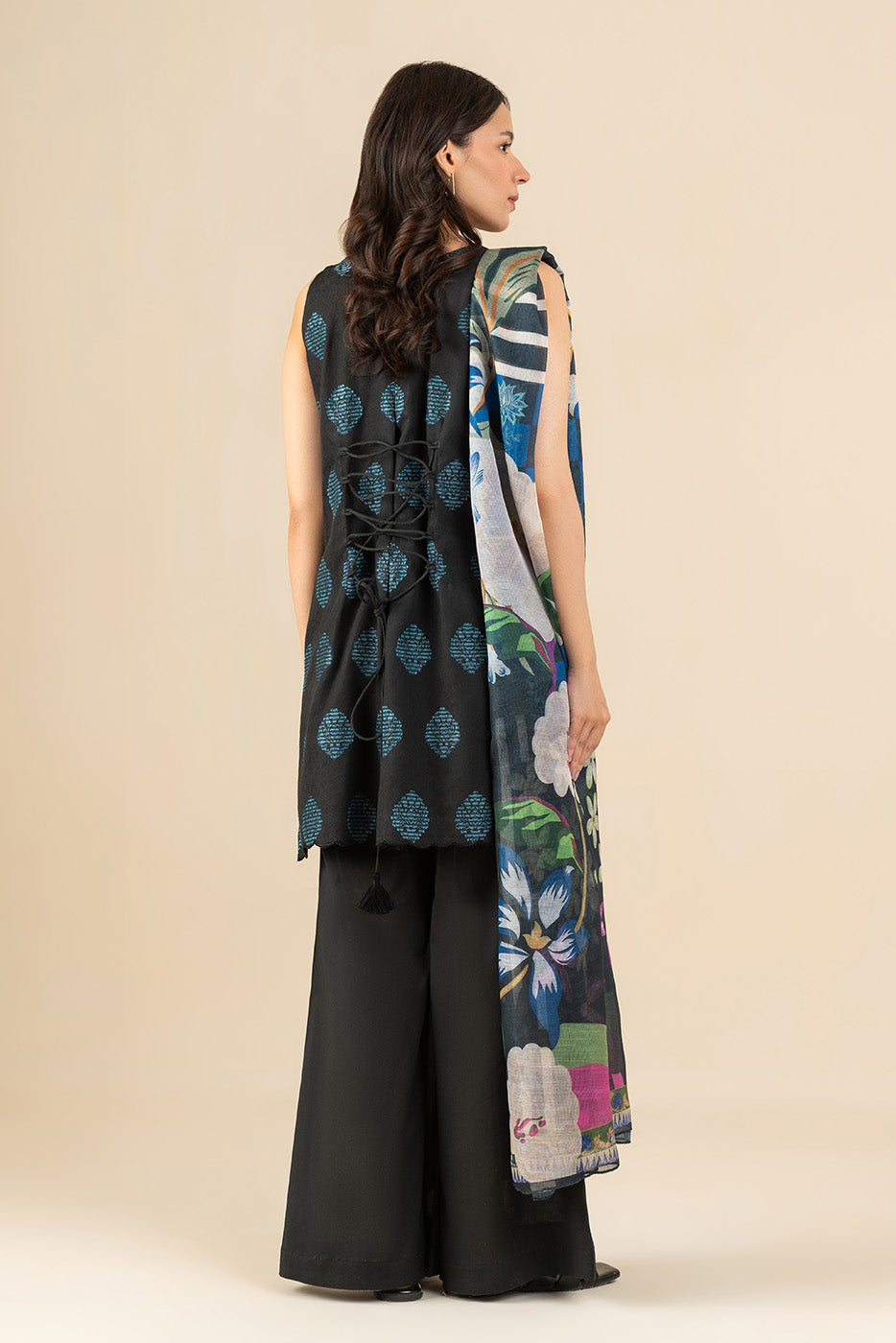3 PIECE EMBROIDERED REVERSE JACQUARD SUIT-EBONY FLORENCE (UNSTITCHED)