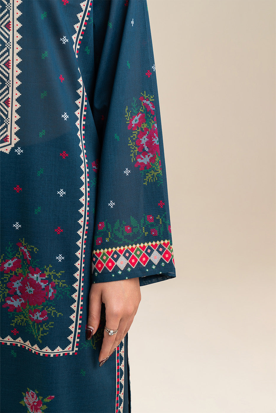 3 PIECE PRINTED LAWN SUIT-REGALE BLUE (UNSTITCHED)
