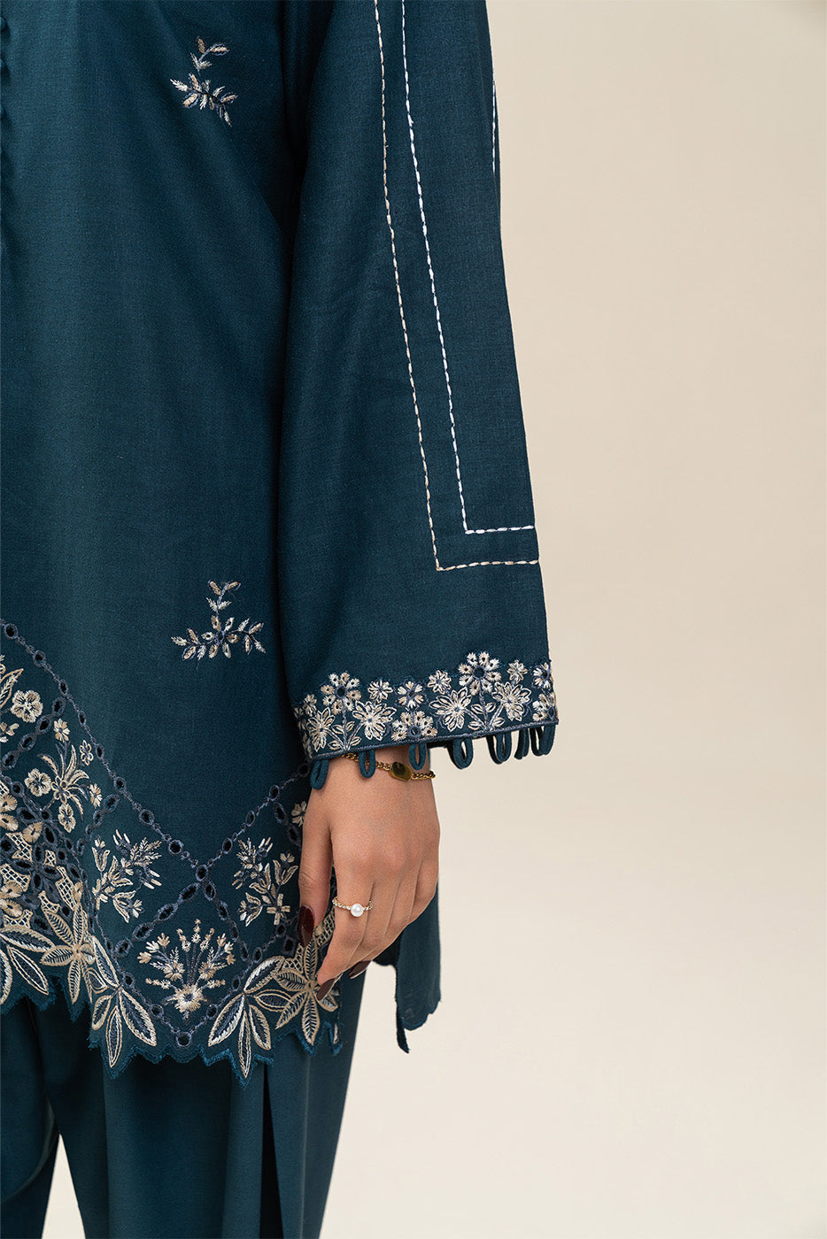 2 PIECE EMBROIDERED TEXTURED LAWN SUIT-TEAL VERVE (UNSTITCHED)