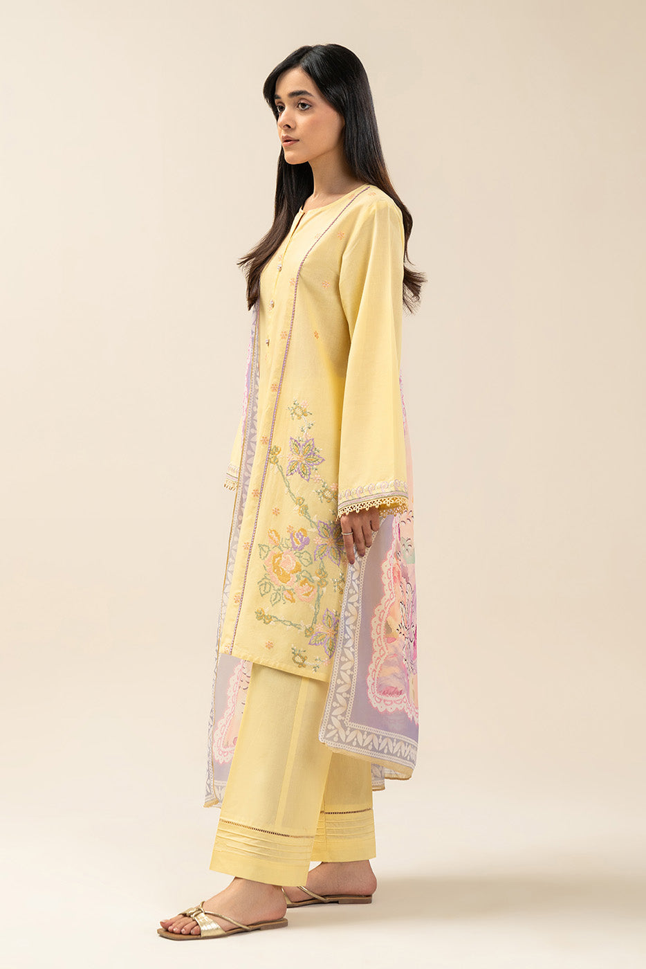 2 PIECE EMBROIDERED LAWN SUIT-LIME GROVE (UNSTITCHED)