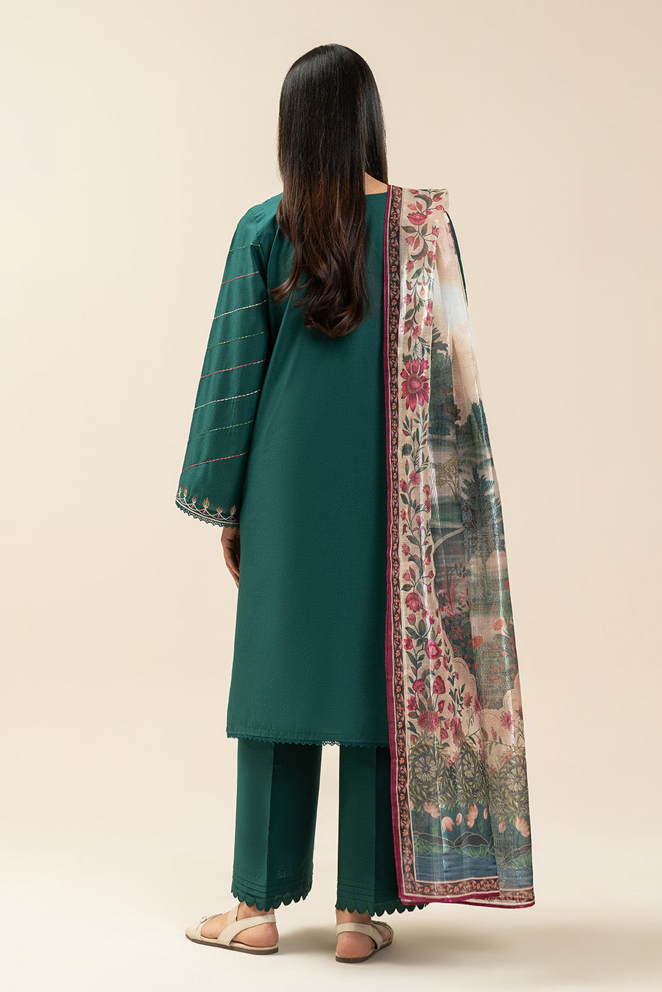 3 PIECE EMBROIDERED LAWN SUIT-MUGHAL GREENS (UNSTITCHED)