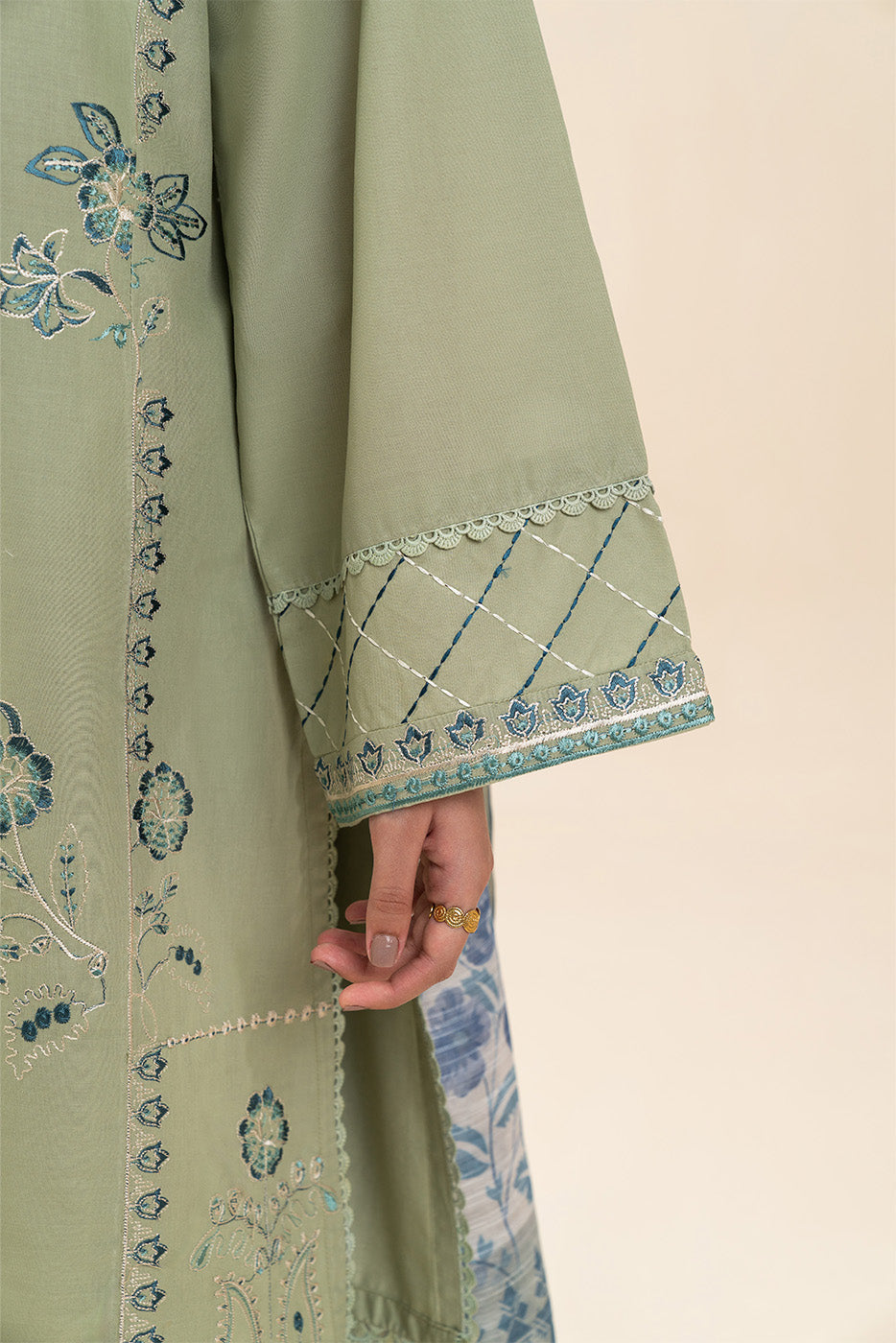 3 PIECE EMBROIDERED LAWN SUIT-MINERAL MINT (UNSTITCHED)