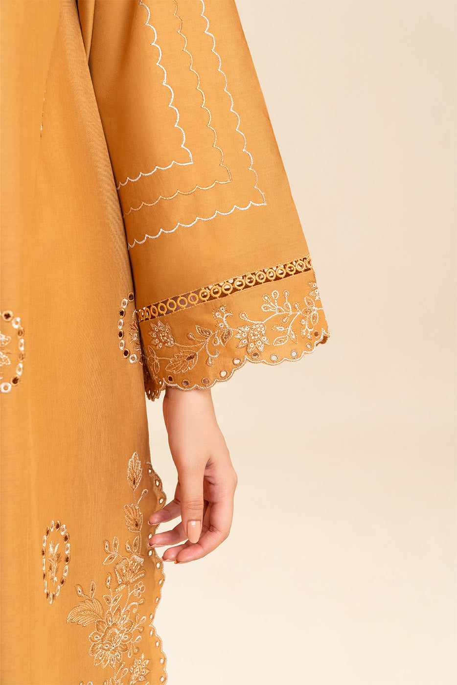 3 PIECE EMBROIDERED LAWN SUIT-MARIGOLD GRID (UNSTITCHED)