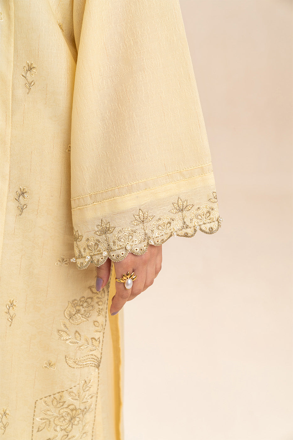 2 PIECE EMBROIDERED TEXTURED LAWN SUIT-AMBER BLING (UNSTITCHED)
