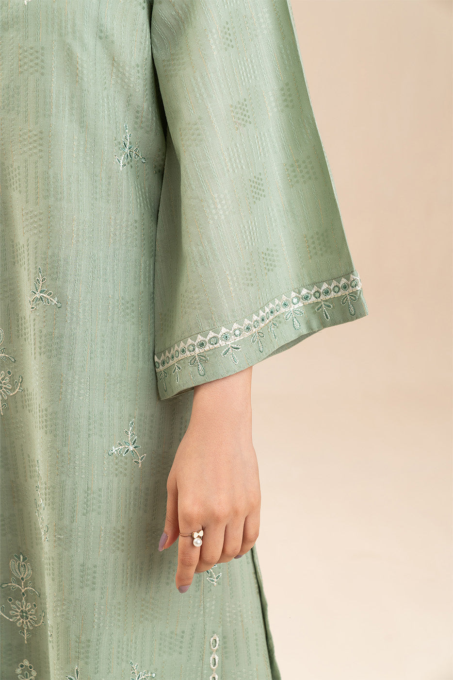 2 PIECE EMBROIDERED TEXTURED LAWN SUIT-WHIMSICAL SAGE (UNSTITCHED)