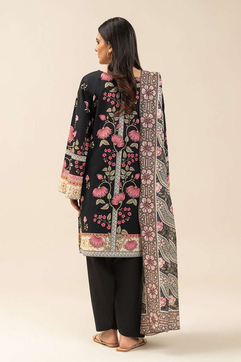 3 PIECE PRINTED LAWN SUIT-EVENING GARDEN (UNSTITCHED)