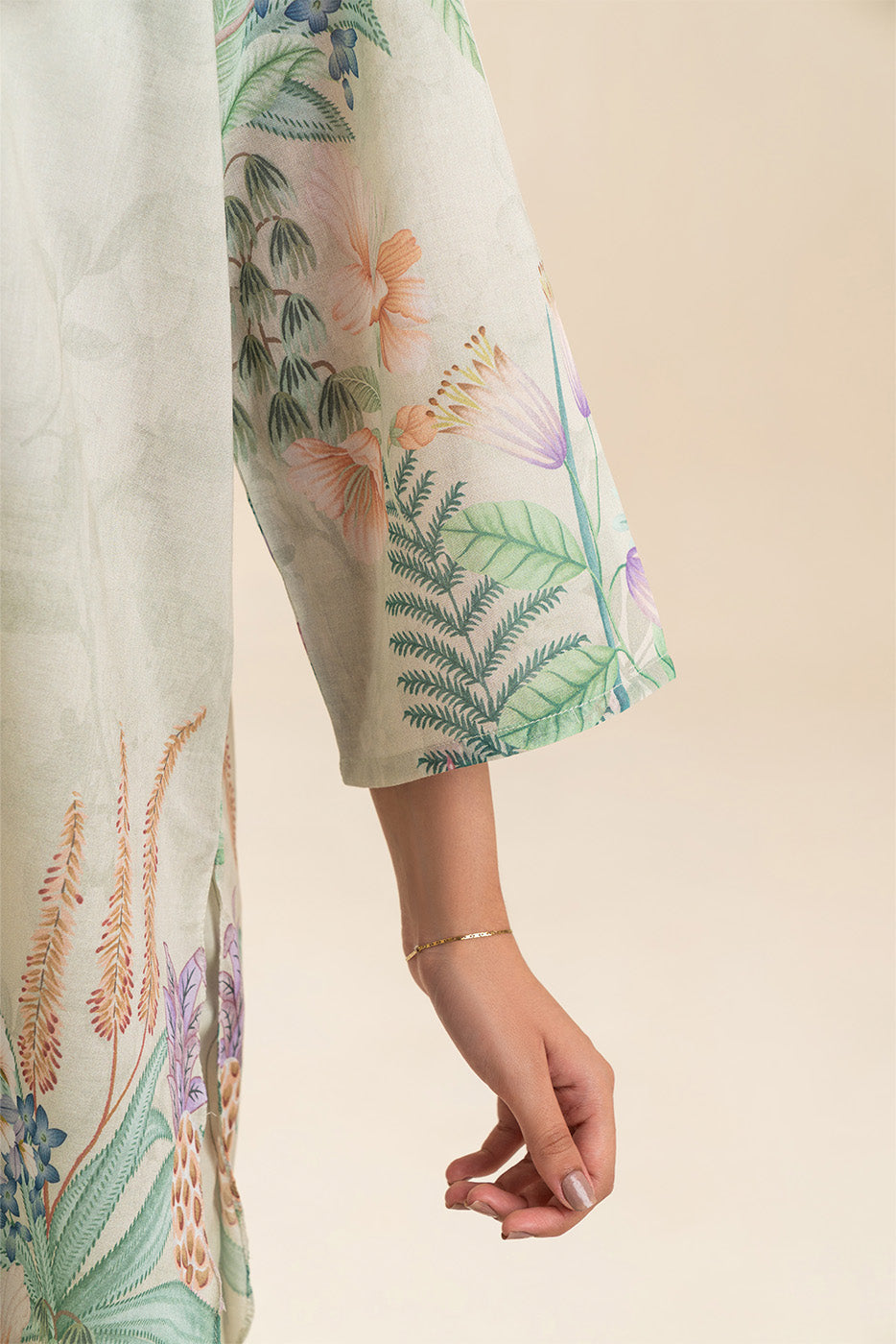 3 PIECE PRINTED LAWN SUIT-SPRING SERENITY (UNSTITCHED)