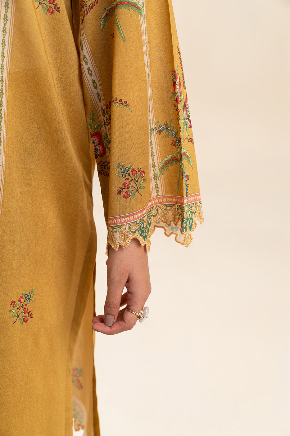 3 PIECE PRINTED LAWN SUIT-MUSTARD MELODY (UNSTITCHED)