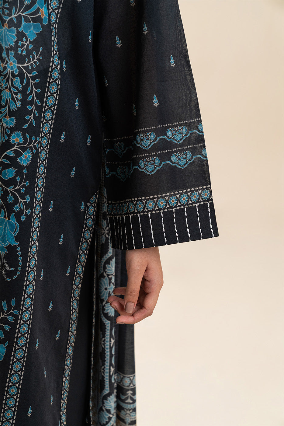 3 PIECE PRINTED LAWN SUIT-MYSTERY BLUE (UNSTITCHED)