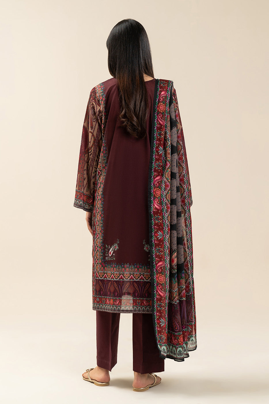 3 PIECE EMBROIDERED LAWN SUIT-ETHNIC PAISLEY (UNSTITCHED)