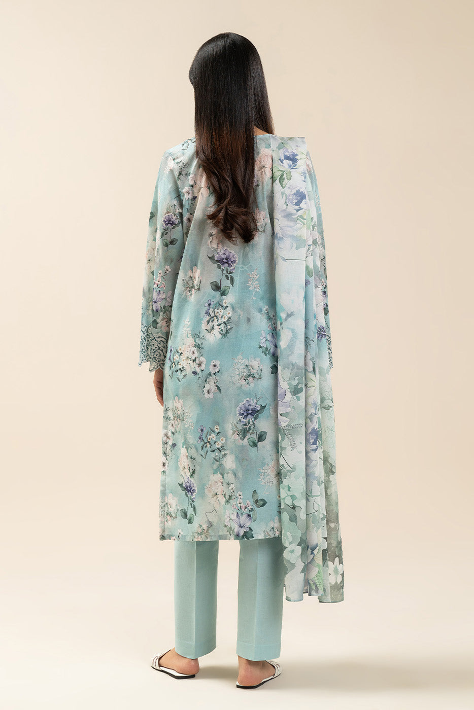 3 PIECE EMBROIDERED LAWN SUIT-CERULEAN RIVULET (UNSTITCHED)