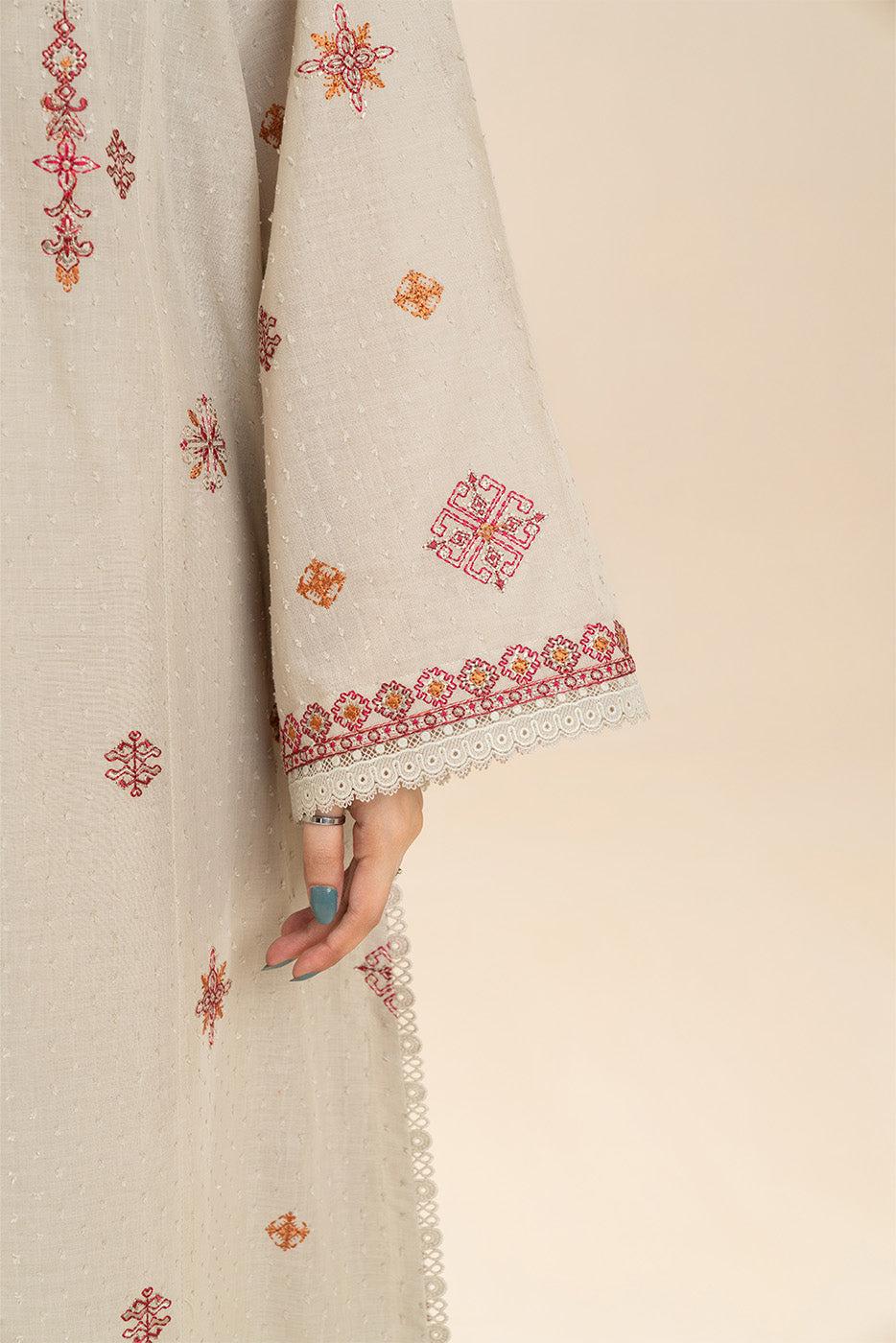 3 PIECE EMBROIDERED SELF JACQUARD SUIT-GAINSBORO (UNSTITCHED)
