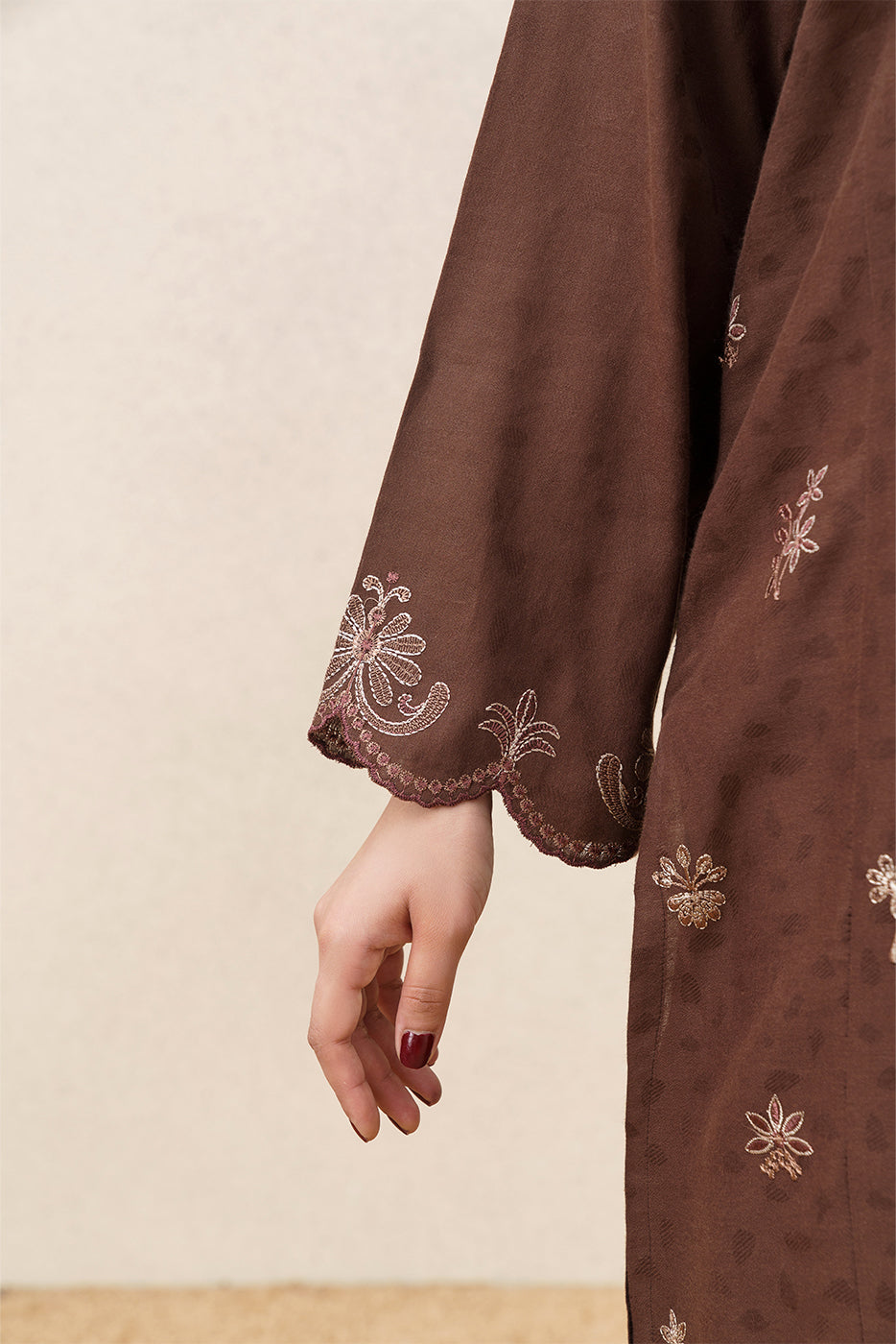 3 PIECE EMBROIDERED SELF JACQUARD SUIT-AUTUMN EARTH (UNSTITCHED)