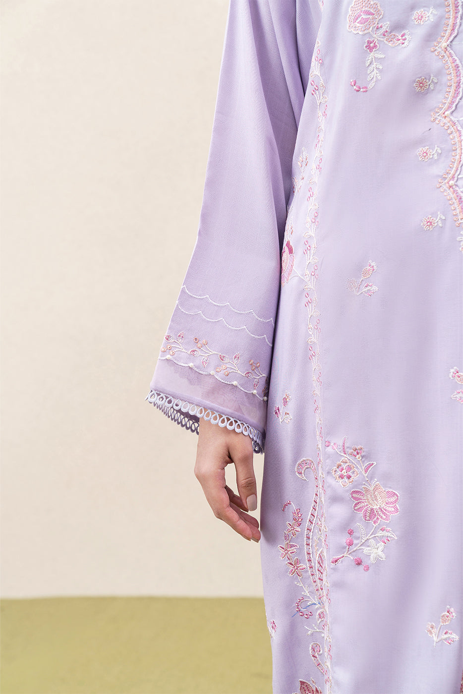 3 PIECE EMBROIDERED SELF JACQUARD SUIT-WISTERIA WHISPER (UNSTITCHED)