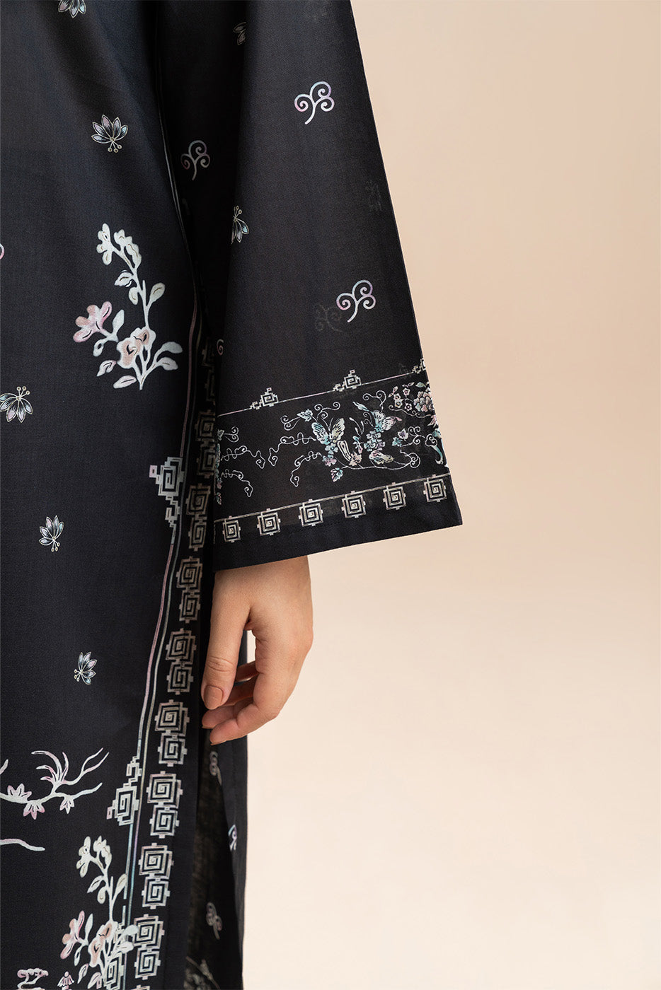 3 PIECE PRINTED LAWN SUIT-MIDNIGHT NOIR (UNSTITCHED)