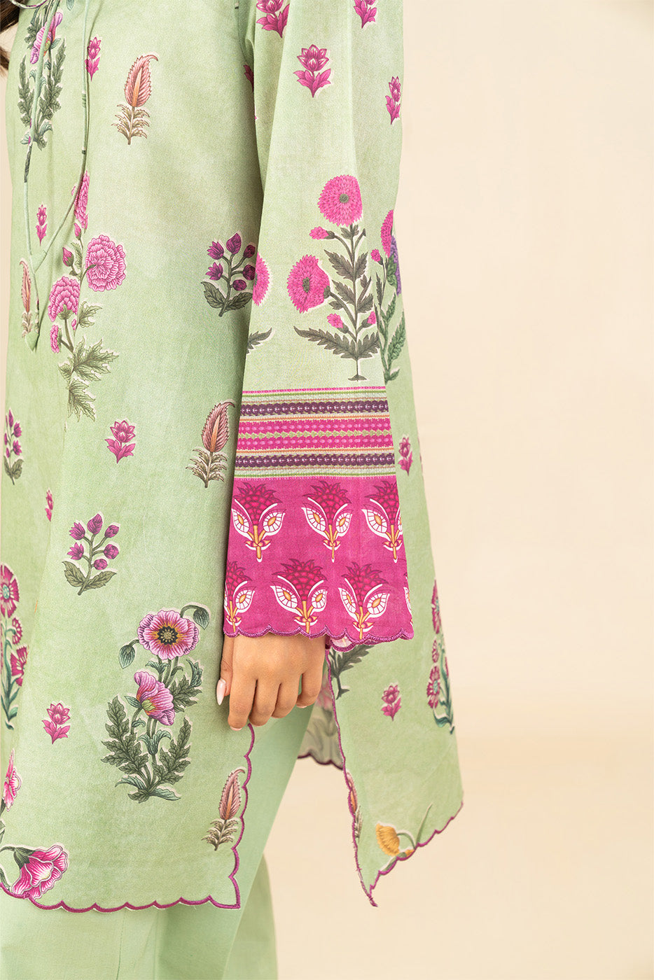 3 PIECE PRINTED LAWN SUIT-VOILET WEFT (UNSTITCHED)
