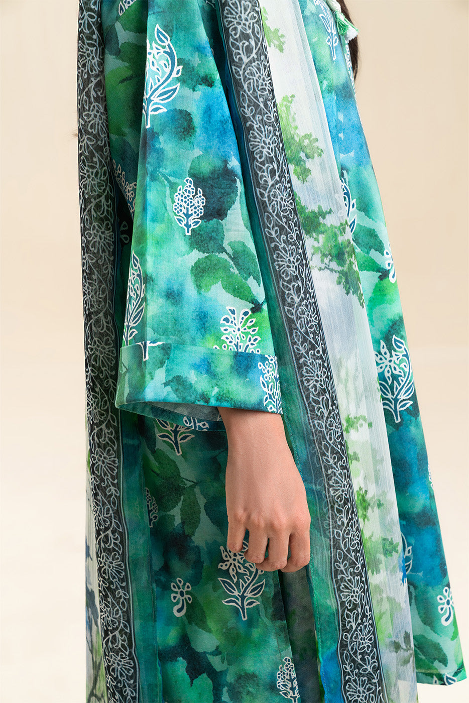 3 PIECE PRINTED LAWN SUIT-SERENE GARDEN (UNSTITCHED)