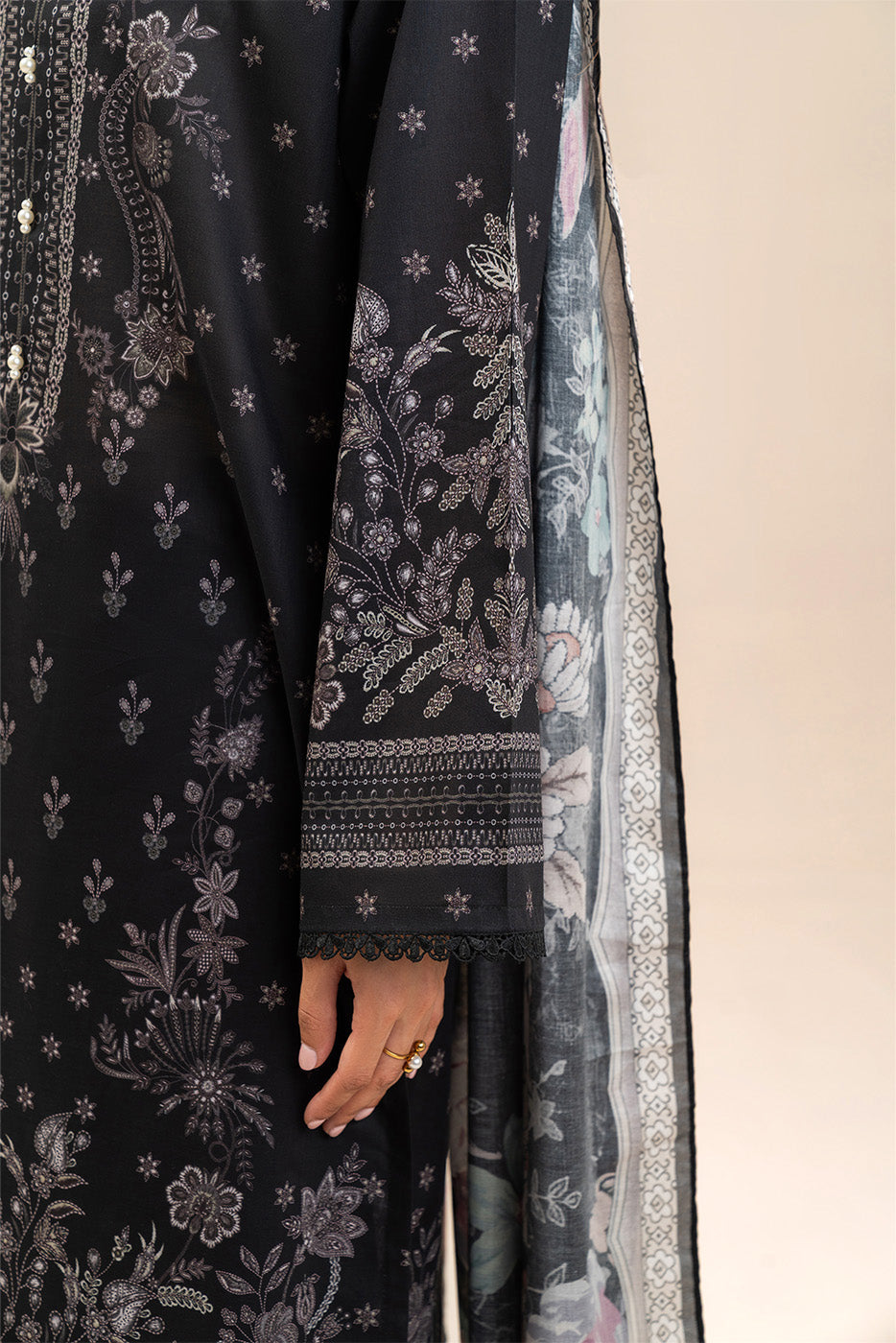 3 PIECE PRINTED LAWN SUIT-ONYX BLOOM (UNSTITCHED)