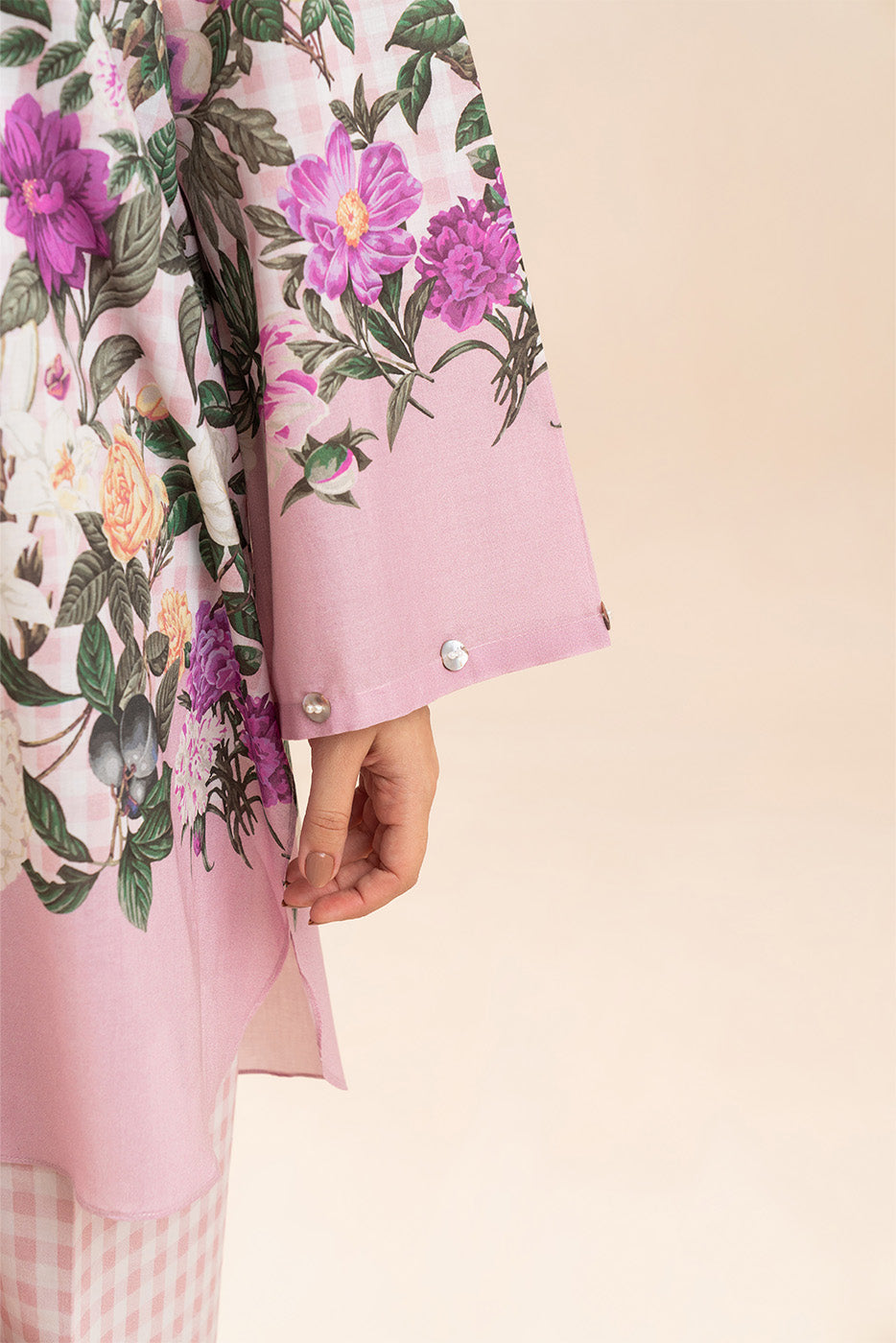 3 PIECE PRINTED LAWN SUIT-ROSEVINE PLAID (UNSTITCHED)