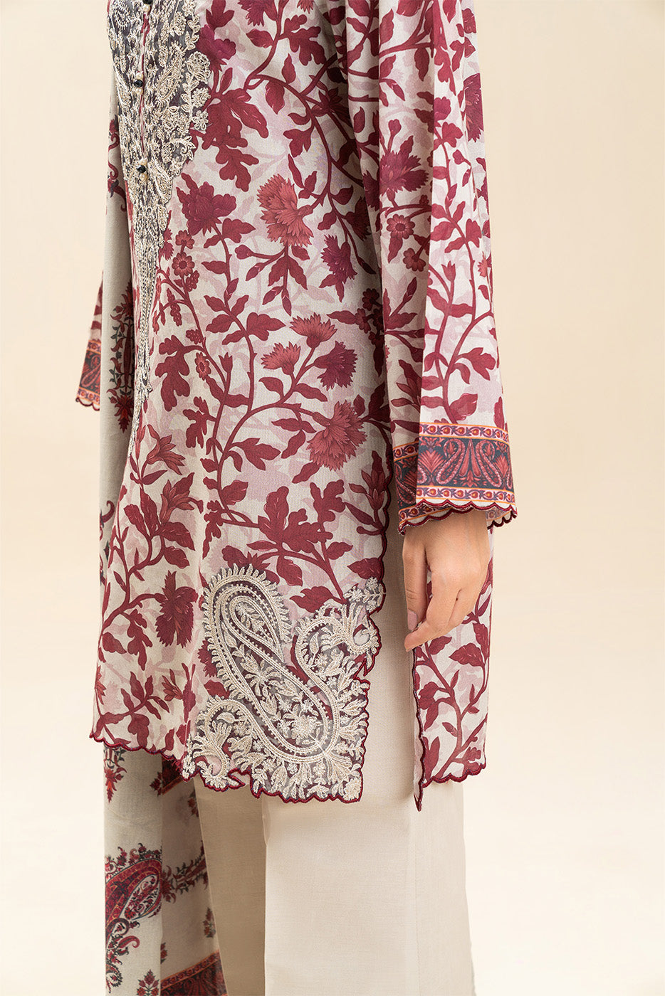 3 PIECE EMBROIDERED LAWN SUIT-RUBY ASH (UNSTITCHED)