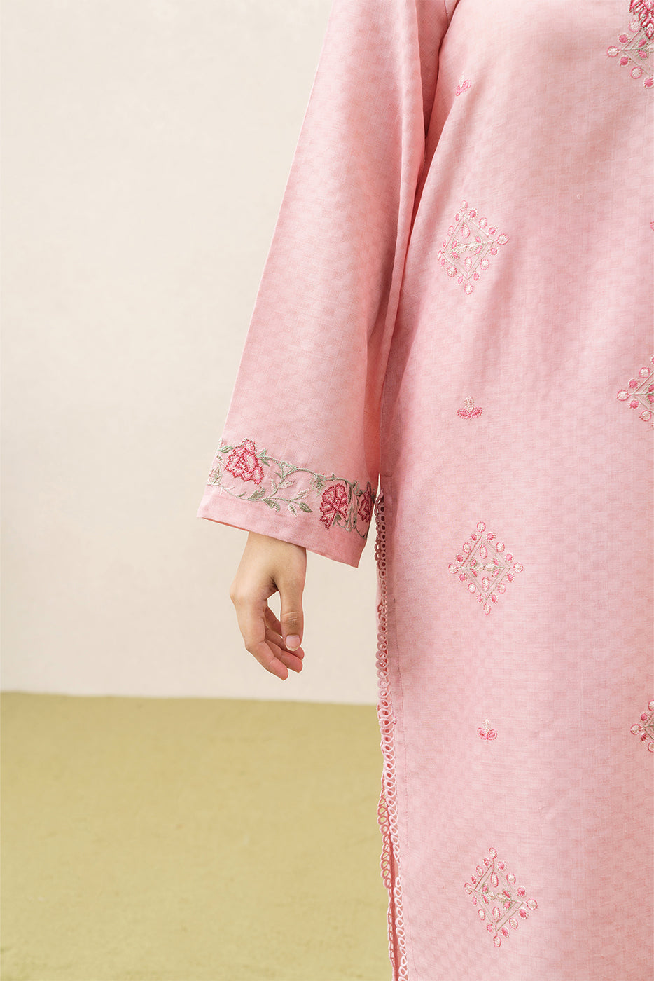 3 PIECE EMBROIDERED SELF JACQUARD SUIT-ALLURING FLORET (UNSTITCHED)