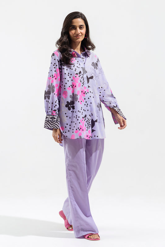 2 PIECE - PRINTED  LAWN SUIT - LILAC SILHOUETTE (UNSTITCHED)