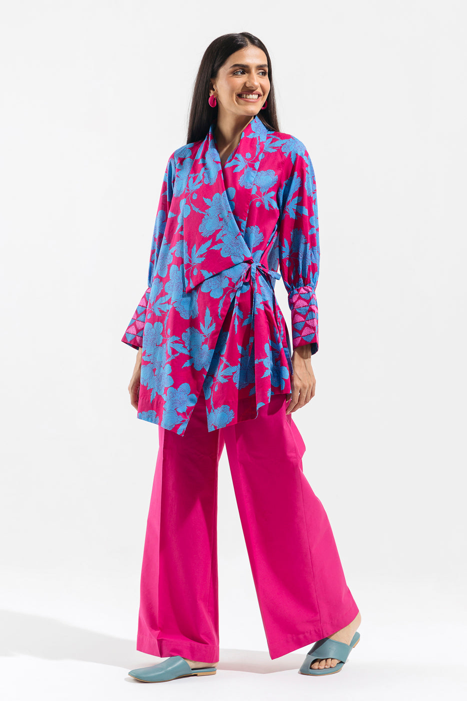 2 PIECE - PRINTED  LAWN SUIT - MAGENTA FLOSS (UNSTITCHED) - BEECHTREE