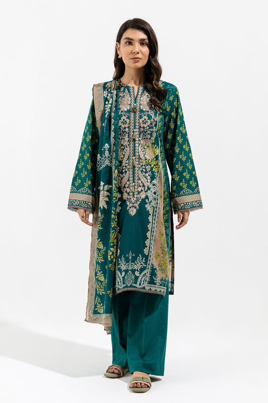 2 PIECE - EMBROIDERED LAWN SUIT - TEAL ADORN (UNSTITCHED)
