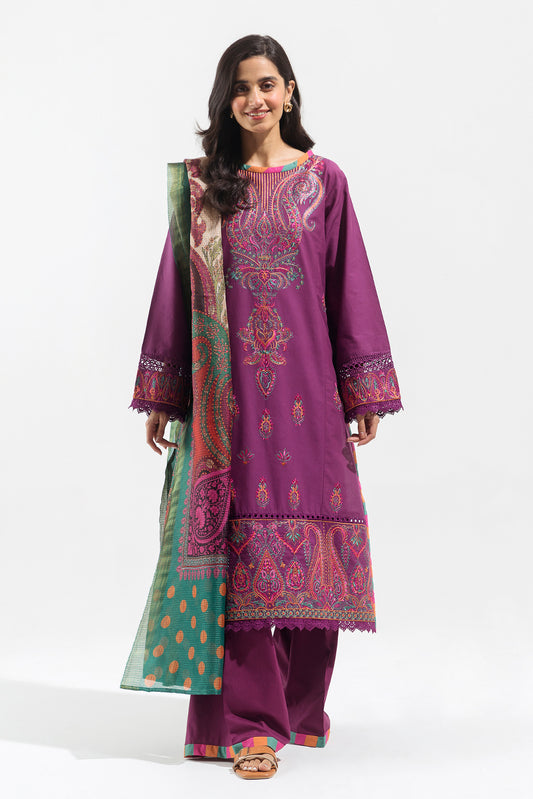2 PIECE - EMBROIDERED LAWN SUIT - AMETHYST FLOSS (UNSTITCHED)