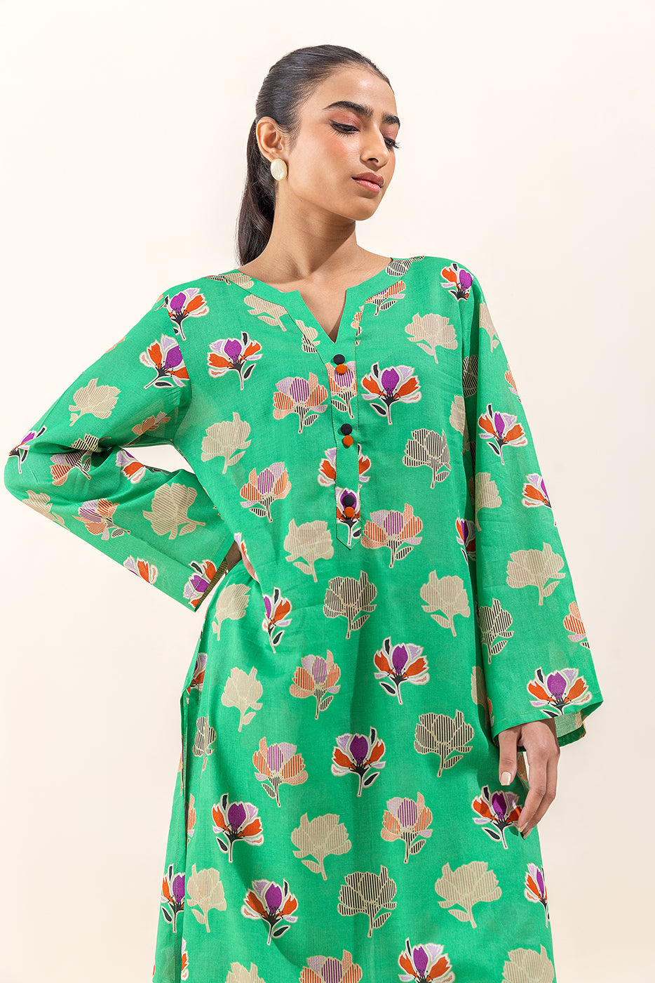 2 PIECE PRINTED LAWN SUIT-FOREST JADE (UNSTITCHED) - BEECHTREE